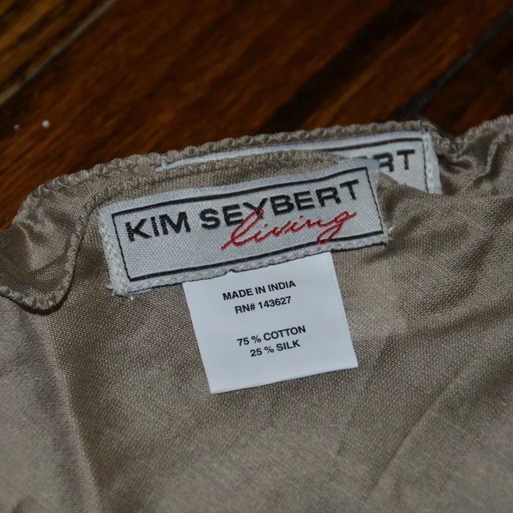 4 KIM SEYBERT LIVING LINENS BIAS TAUPE KHAKI BROWN COTTON SILK 21